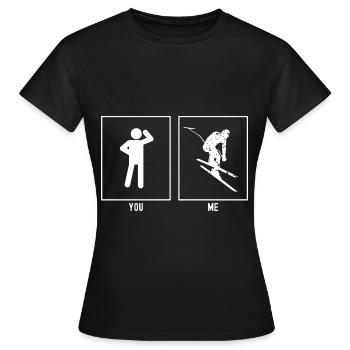 Vous - Moi - Piste de ski droite - T-shirt Femme - noir - Devant - AI Model Female 172 dark (172cm)