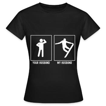 Ihr Ehemann - Mein Ehemann - Radikales Snowboardin - Frauen T-Shirt - Schwarz - Vorne - AI Model Female 172 dark (172cm)