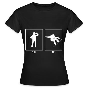 Dein Vater - Ich - Radikales Snowboarding - Frauen T-Shirt - Schwarz - Vorne - AI Model Female 172 dark (172cm)
