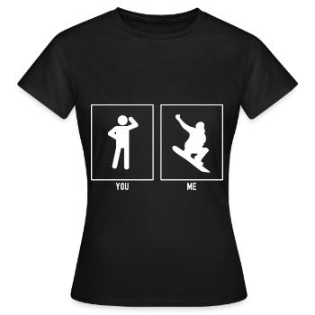 Vous - Moi - Snowboarding Thumbs Up - T-shirt Femme - noir - Devant - AI Model Female 172 dark (172cm)