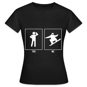 Du - Ich - Snowboarden bergauf - Frauen T-Shirt - Schwarz - Vorne - AI Model Female 172 dark (172cm)