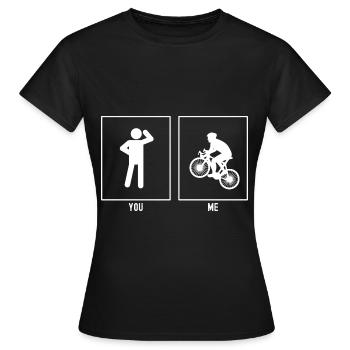 Sie - Ich - Radfahren bergauf - Frauen T-Shirt - Schwarz - Vorne - AI Model Female 172 dark (172cm)