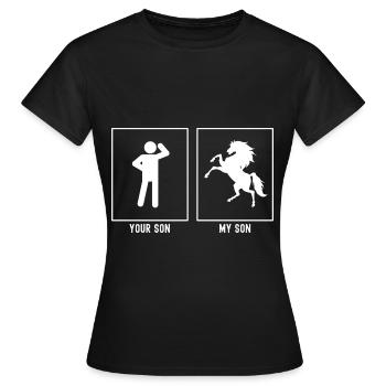 Votre fils - Mon fils - Liens d’élevage de chevaux - T-shirt Femme - noir - Devant - AI Model Female 172 dark (172cm)