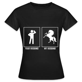 Son mari - Mon mari - Cheval debout (Awesome Ho - T-shirt Femme - noir - Devant - AI Model Female 172 dark (172cm)