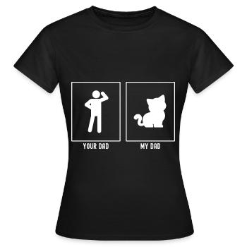 Dein Papa - Mein Papa - Miezekatze - Frauen T-Shirt - Schwarz - Vorne - AI Model Female 172 dark (172cm)