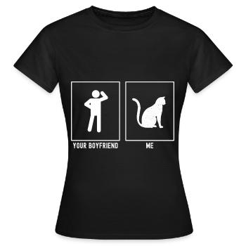Dein Freund - Ich - Katze mit Textur - Frauen T-Shirt - Schwarz - Vorne - AI Model Female 172 dark (172cm)