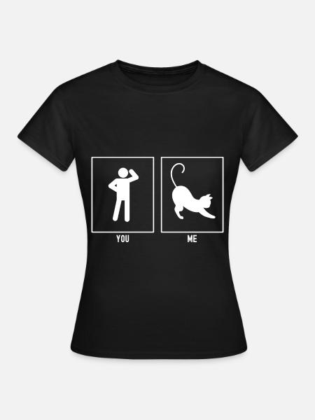 Du - Ich - Katze strecken - Frauen T-Shirt - Schwarz