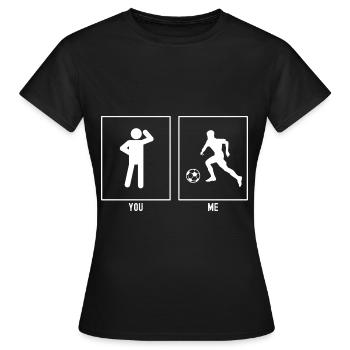 Du - Ich - Fußballkind Links - Frauen T-Shirt - Schwarz - Vorne - AI Model Female 172 dark (172cm)