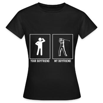 Ihr Freund - Mein Freund - Golfschwung - Frauen T-Shirt - Schwarz - Vorne - AI Model Female 172 dark (172cm)