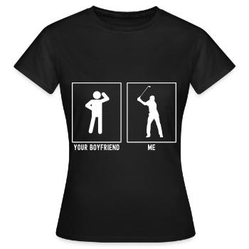 Ihr Freund - Ich - Golfschwung - Frauen T-Shirt - Schwarz - Vorne - AI Model Female 172 dark (172cm)