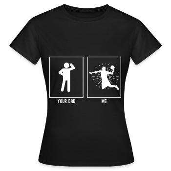 Dein Vater - Ich - Slamdunk Basketball - Frauen T-Shirt - Schwarz - Vorne - AI Model Female 172 dark (172cm)