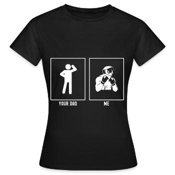 Dein Vater - Ich - Amateur Boxen Kopfbedeckung - Frauen T-Shirt - Schwarz - Vorne - AI Model Female 172 dark (172cm)