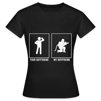 Votre ami - Mon ami - Pompier en pose - T-shirt Femme - noir - Devant - AI Model Female 172 dark (172cm)