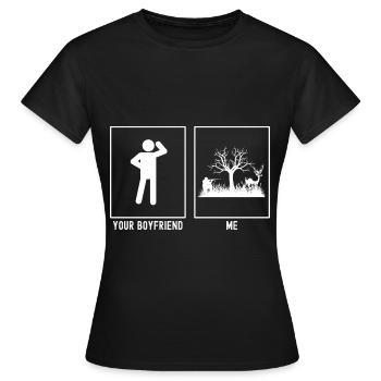 Votre ami - Moi - Chasse au chevreuil - T-shirt Femme - noir - Devant - AI Model Female 172 dark (172cm)