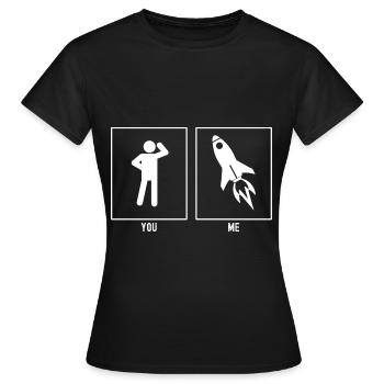 Du - Ich - Astronomie Raketenschiff - Frauen T-Shirt - Schwarz - Vorne - AI Model Female 172 dark (172cm)