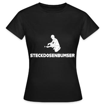 Elektriker Wortwitz Steckdosenbumser - Frauen T-Shirt - Schwarz - Vorne - AI Model Female 172 dark (172cm)