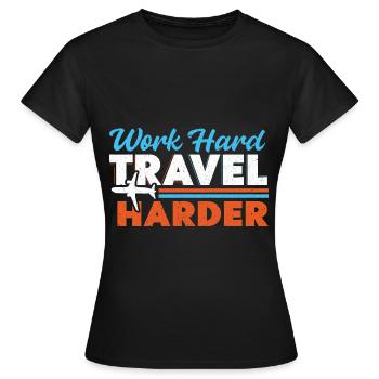 Voyage, Voyage, Vacances, Vacances, Voyage - T-shirt Femme - noir - Devant - AI Model Female 172 dark (172cm)
