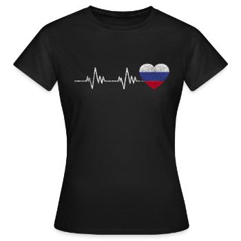 Russia Russia flag - Women's T-Shirt - black - Front - AI Model Female 172 dark (172cm)