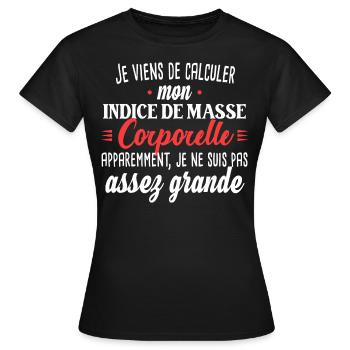 Petite femme. Cadeau humour surpoids obésité - T-shirt Femme - noir - Devant - AI Model Female 172 dark (172cm)