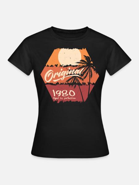 Alkuperäinen 1980-luvun retro 1980-luvun syntymäpäivälahja - Naisten t-paita - musta