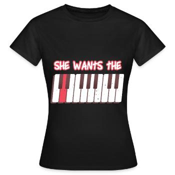 Piano Piano Électrique Piano Piano Debout Piano - T-shirt Femme - noir - Devant - AI Model Female 172 dark (172cm)