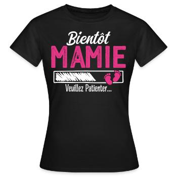 Bientôt Mamie Future Grand mère - T-shirt Femme - noir - Devant - AI Model Female 172 dark (172cm)
