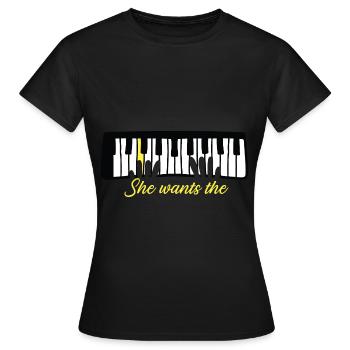 Piano Piano Électrique Piano Piano Debout Piano - T-shirt Femme - noir - Devant - AI Model Female 172 dark (172cm)