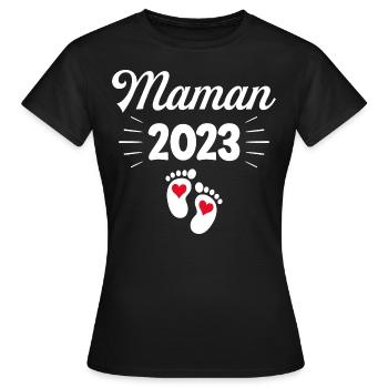 Grossesse Femme Enceinte - Future Maman 2023 - T-shirt Femme - noir - Devant - AI Model Female 172 dark (172cm)