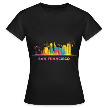 Skyline de San Franciscain San Francisco - T-shirt Femme - noir - Devant - AI Model Female 172 dark (172cm)