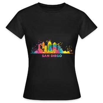 San Diegan Skyline San Diego - T-shirt Femme - noir - Devant - AI Model Female 172 dark (172cm)