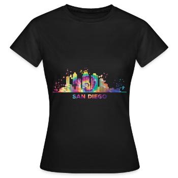 San Diegan Skyline San Diego - T-shirt Femme - noir - Devant - AI Model Female 172 dark (172cm)