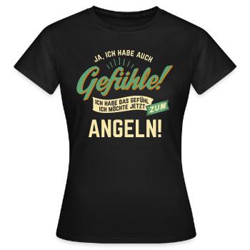 Gefuehle - ich moechte Sport - Angeln! - RAHMENLOS - Frauen T-Shirt - Schwarz - Vorne - AI Model Female 172 dark (172cm)