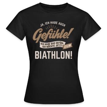 Gefuehle - ich moechte Sport - Biathlon! - - Frauen T-Shirt - Schwarz - Vorne - AI Model Female 172 dark (172cm)