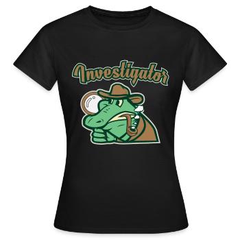 Krokodil Aligator Geschenkidee Privatdetektiv - Frauen T-Shirt - Schwarz - Vorne - AI Model Female 172 dark (172cm)