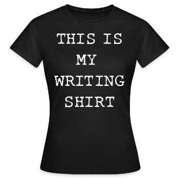 This is my writing shirt - Women's T-Shirt - black - Front - AI Model Female 172 dark (172cm)