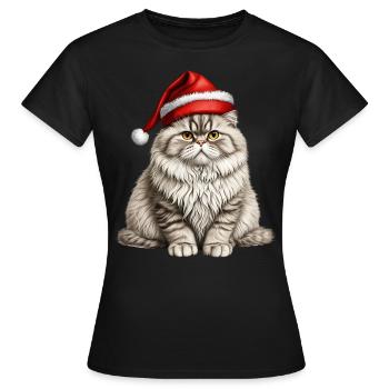 Christmas Persian cat - Women's T-Shirt - black - Front - AI Model Female 172 dark (172cm)