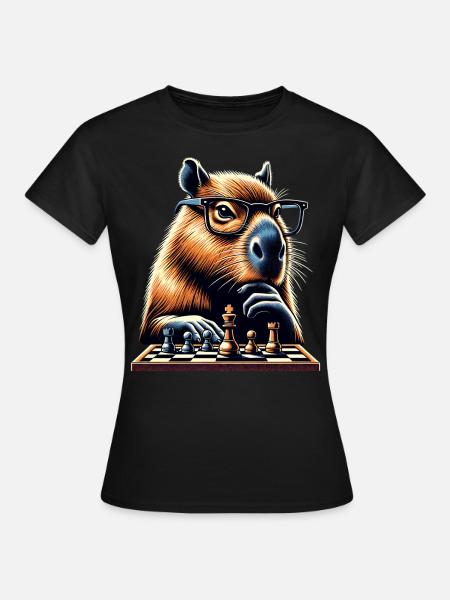 Humour Joueur D'Échecs Capybara - T-shirt dam - svart