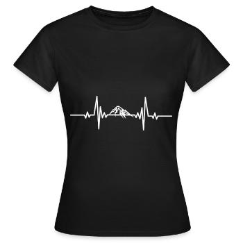 Herzschlag schneebedeckter Berggipfel - Frauen T-Shirt - Schwarz - Vorne - AI Model Female 172 dark (172cm)