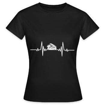 Camion de pompiers Heartbeat à gauche - T-shirt Femme - noir - Devant - AI Model Female 172 dark (172cm)