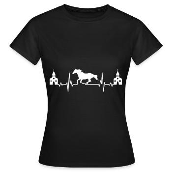 Church Heart palpitations horse - Women's T-Shirt - black - Front - AI Model Female 172 dark (172cm)