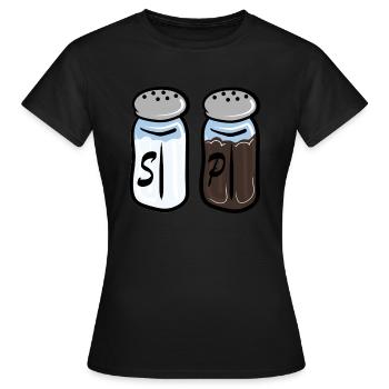 Salz und Pfeffer - Frauen T-Shirt - Schwarz - Vorne - AI Model Female 172 dark (172cm)