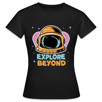 Space Astronaut - Explore Beyond - Women's T-Shirt - black - Front - AI Model Female 172 dark (172cm)