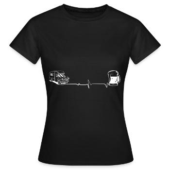 Herzschlag - Bier - Wohnmobil - (2) - Frauen T-Shirt - Schwarz - Vorne - AI Model Female 172 dark (172cm)
