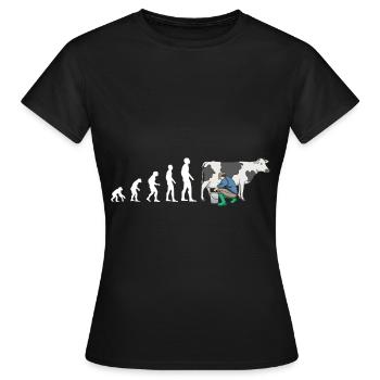evolution Bauer Kuh Melken 2 - Women's T-Shirt - black - Front - AI Model Female 172 dark (172cm)