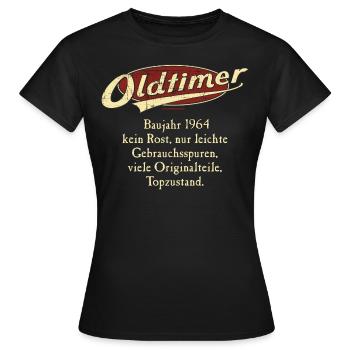 BD - Oldtimer Baujahr Jahrgang 1964 retro red - Frauen T-Shirt - Schwarz - Vorne - AI Model Female 172 dark (172cm)