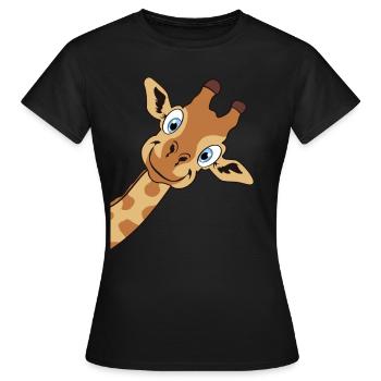 Girafe mignon cadeau girafe tête animal zoo - T-shirt Femme - noir - Devant - AI Model Female 172 dark (172cm)