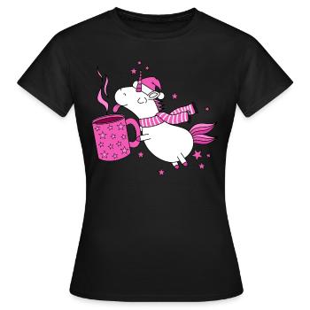 Vin chaud de la licorne Vin chaud Noël Drôle - T-shirt Femme - noir - Devant - AI Model Female 172 dark (172cm)