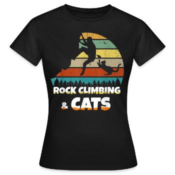 Rock Climbing Cat Klettern Katze Geschenk Hobby - Frauen T-Shirt - Schwarz - Vorne - AI Model Female 172 dark (172cm)