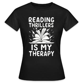 La lecture de thrillers est ma thérapie - T-shirt Femme - noir - Devant - AI Model Female 172 dark (172cm)
