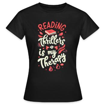 La lecture de thrillers est ma thérapie - T-shirt Femme - noir - Devant - AI Model Female 172 dark (172cm)
